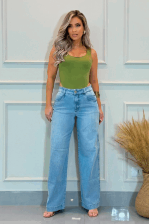 Calça Jeans Feminina Wide Leg