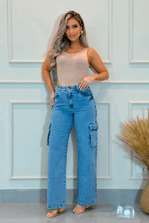 Calça Jeans Feminina Wide Leg