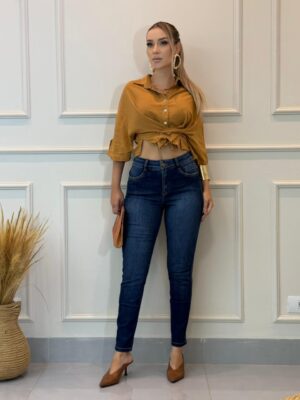 Calça Jeans Cigarrete Feminina Modeladora com Chapa Barriga