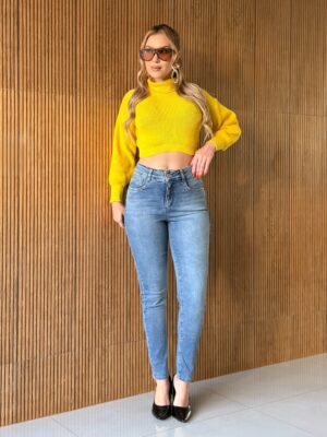 Calça Jeans Cigarrete Feminina Modeladora com Chapa Barriga