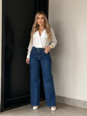 Calça Jeans Feminina Wide Leg