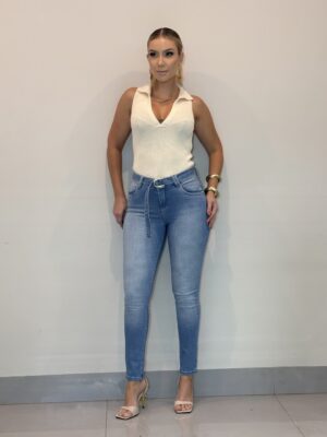 Calça Jeans Feminina Cigarrete com Lycra