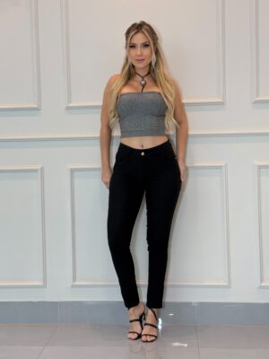 Calça Jeans Feminina Cigarrete Preta (Tecido não pega pelo)
