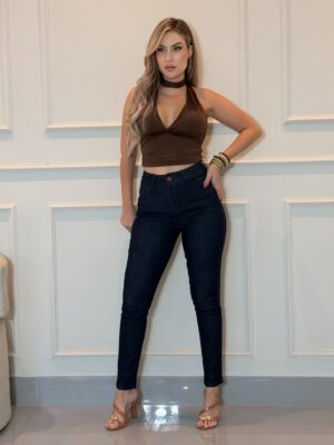 Calça Jeans Feminina Cigarrete com Efeito Chapa-Barriga